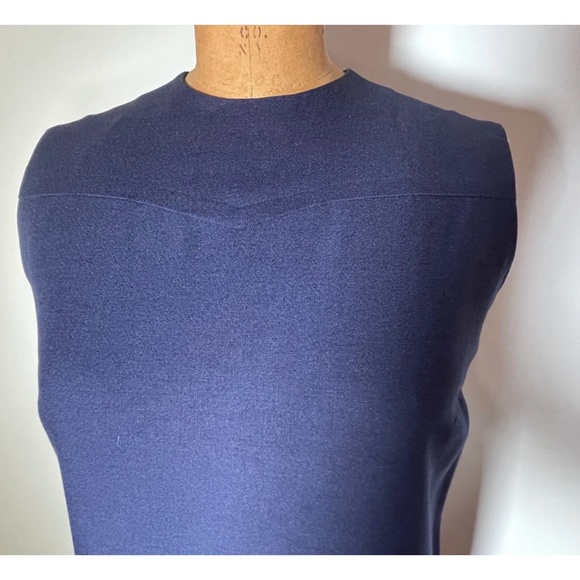 Fern Violette DRESS Mod 1960s Embroidered Navy Blue - Picture 3 of 7